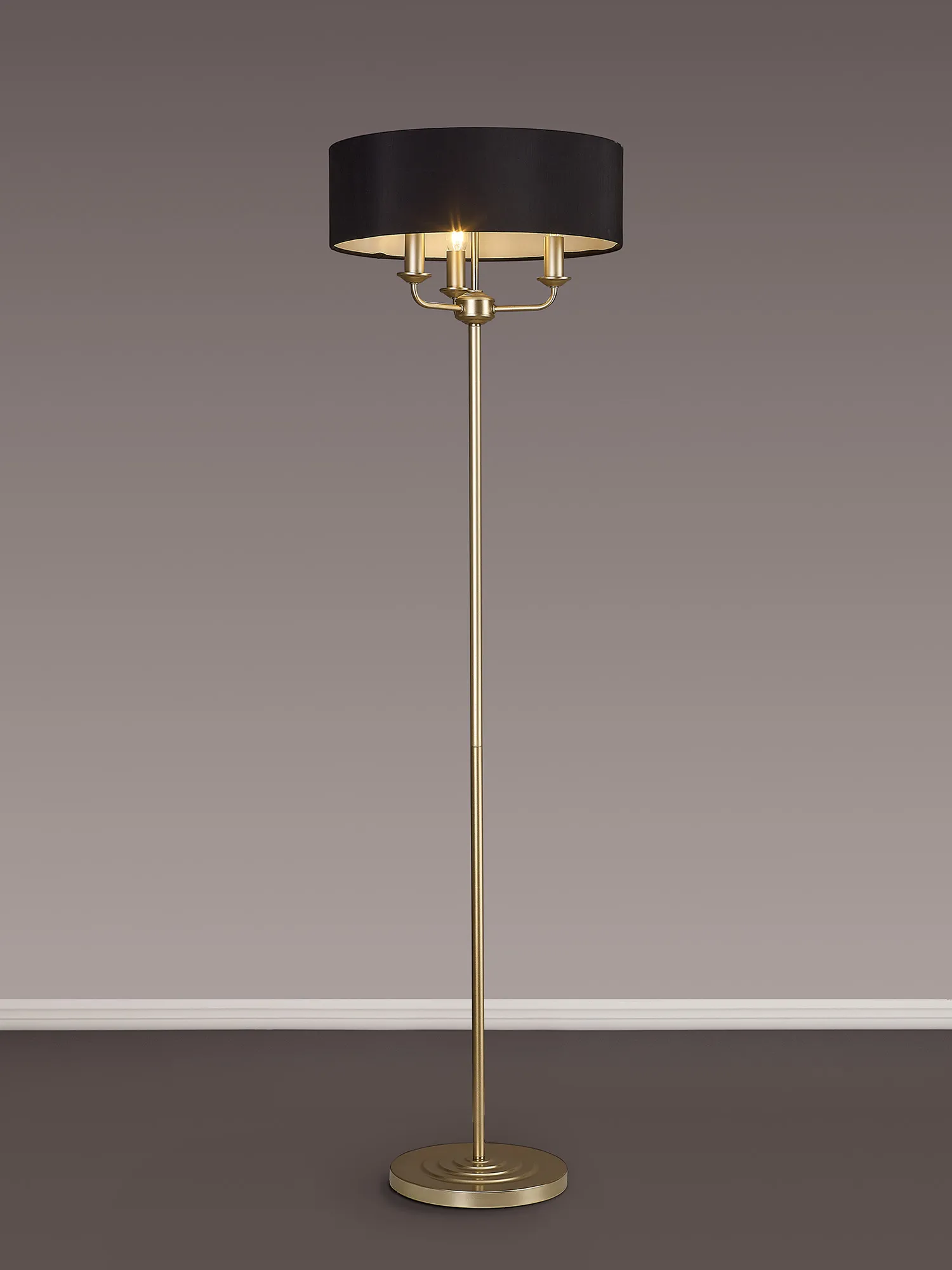 Banyan 45cm 3 Light Floor Lamp Champagne Gold, Black DK0989  Deco Banyan CG BL